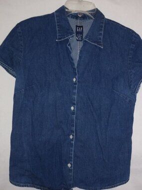 GAP L Dark Jeans Button Front Top